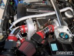Engine bay shot showing the twin turbo setup.