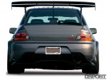 Back of the Mitsubishi EVO IX with Voltex Racing Cyber kit