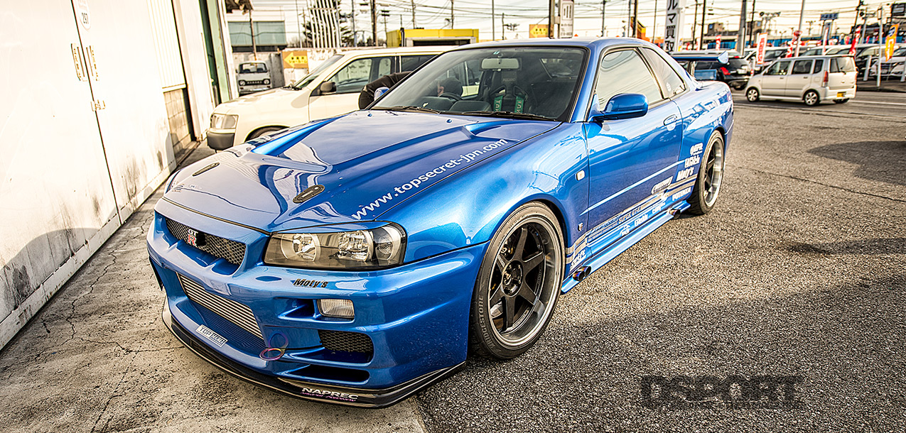 A JDM R34 GT-R with USDM Boost